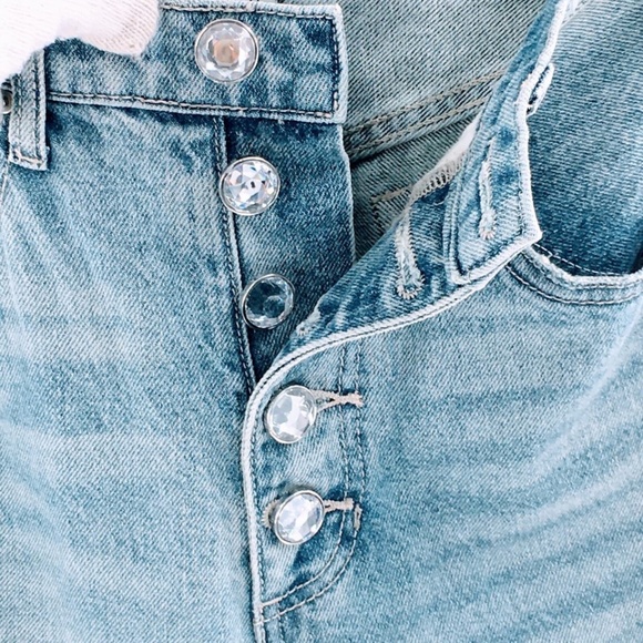 Womens High Rise Straight Leg Jeans Blue WeWoreWhat Danielle Bling Fly 27 x 29 - Picture 5 of 15